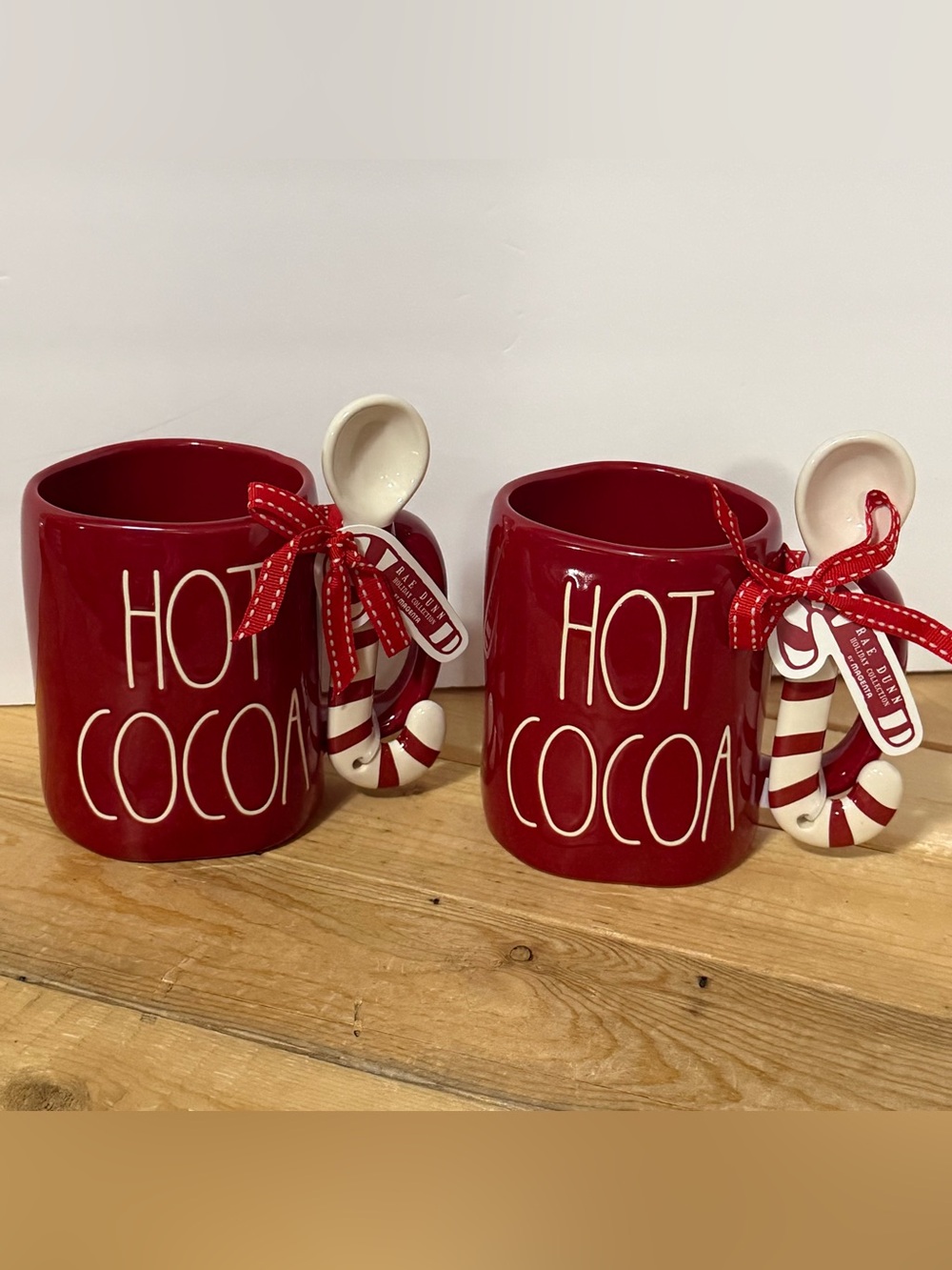 Rae Dunn Red Hot Cocoa Mug with Candy Cane Spoon 2026 Set of 2